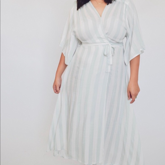 Umgee Dresses & Skirts - Umgee Sage Striped Wrap Dress